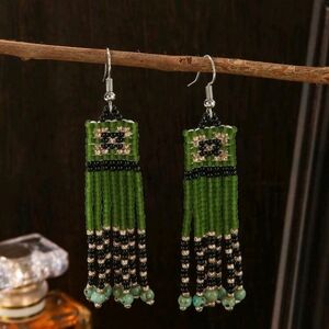 Elegant Green Beaded Earrings